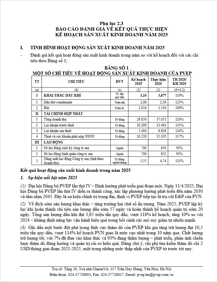 Báo cáo đánh giá về kết quả thực hiện kế hoạch sản xuất kinh doanh năm 2025